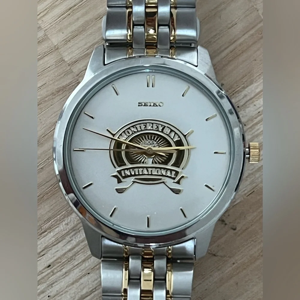 Seiko RARE Monterey Bay Invitational Golf Men’s Watch White Dial 2-Tone Bracelet